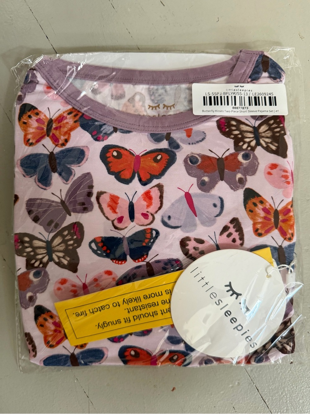 Little Sleepies Lavender Pink Butterfly Short Sleeve Pajama set